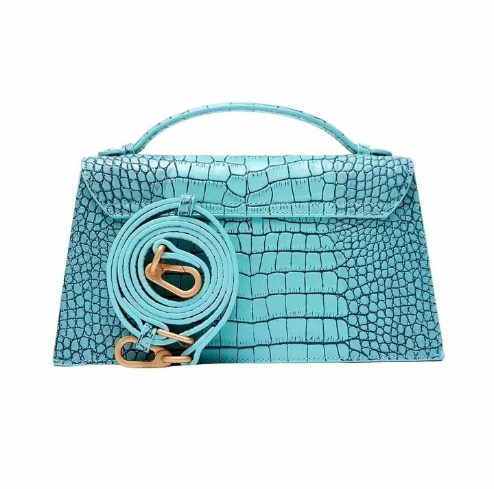 Sac à main en cuir bleu sarcelle