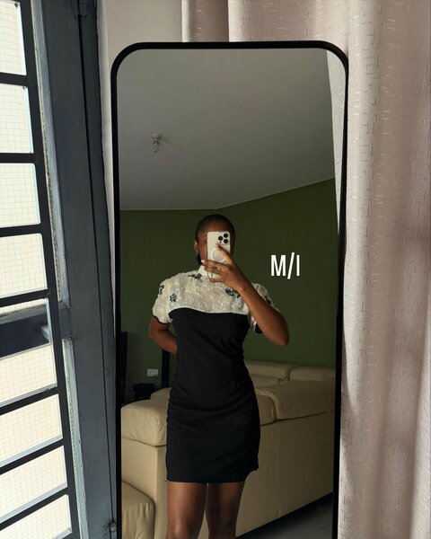 Black dress with white lace top