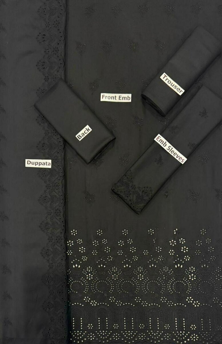 Bint e Naz Dhanak Unstich 3pc suit Embroided+Boring