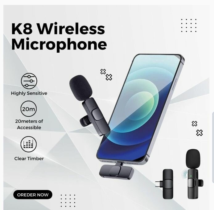 Wireless Lavalier Microphone Portable Audio.