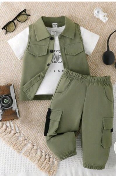 Ensemble enfant kaki élégant