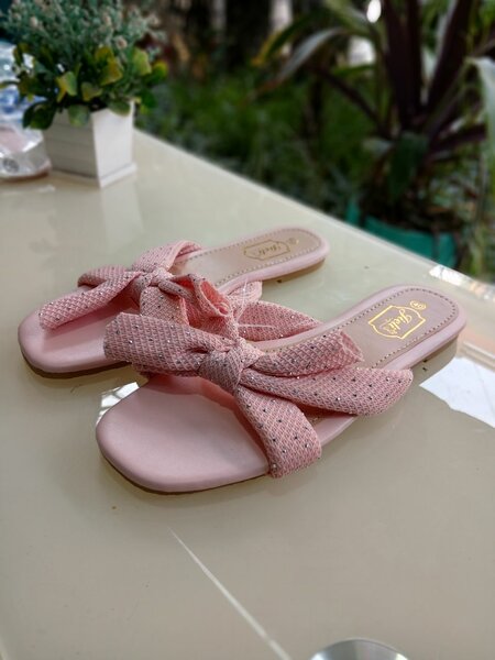 Pink Women's Sandals Bow Slides