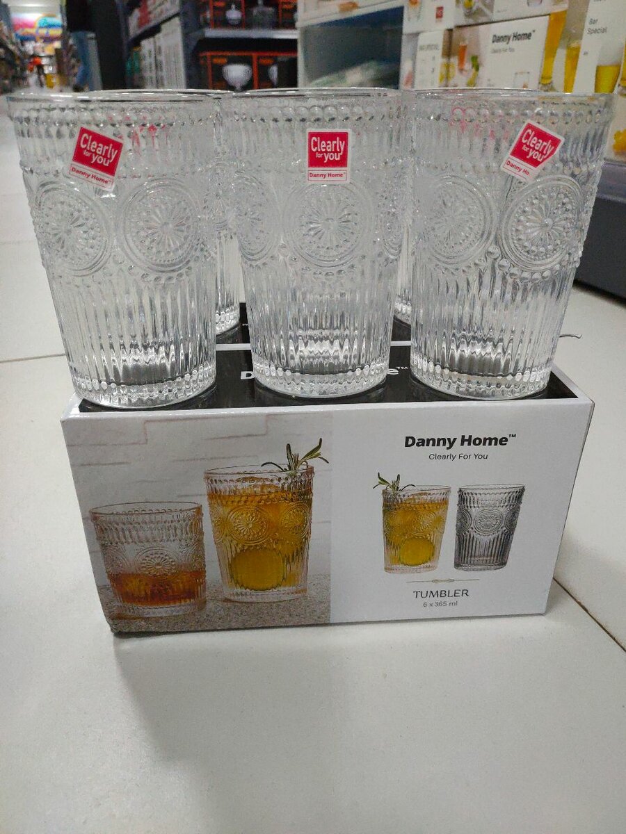Embossed Water Glasses 6pcs 365ml