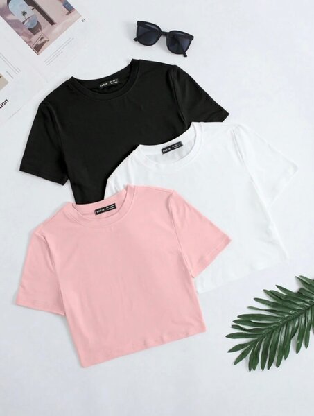 Lot de T-shirts en coton femme