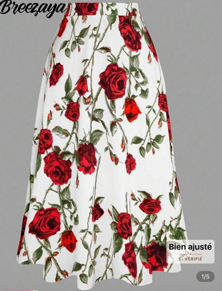 Jupe mi-longue à fleurs