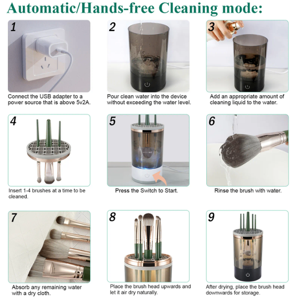 Portable electric makeup brush cleaner and dryer