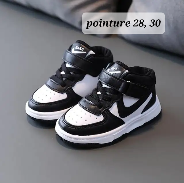Chaussure enfant montante blanc noir