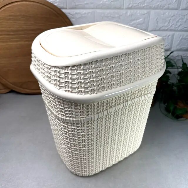 Poubelle décorative avec couvercle rotatif