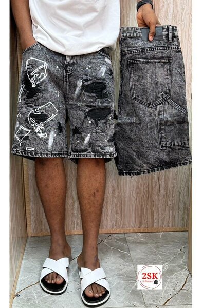 Short en jeans déchiré pour homme