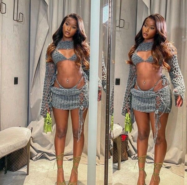 Three piece grey crochet