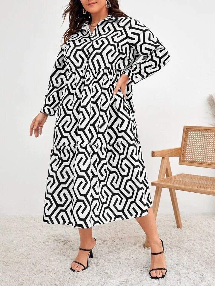 Robe chemise géométrique chic