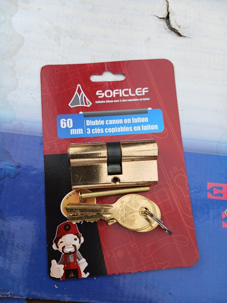 Cylindre de serrure laiton 60mm