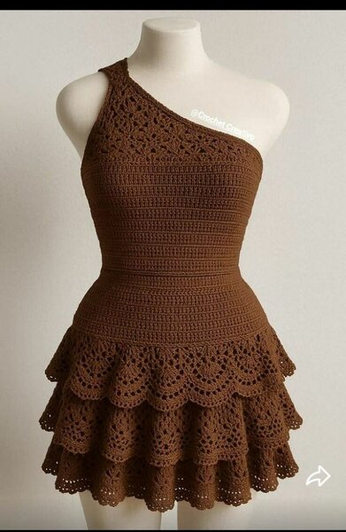 Robe marron en crochet pour femme