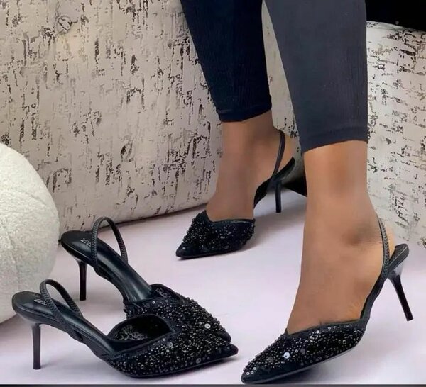 Mules à talons hauts en strass