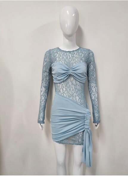 Robe en dentelle bleue pour femme