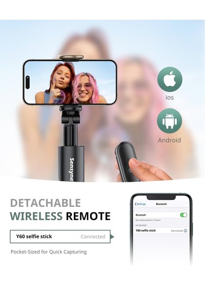Sensyne 60" Phone Tripod & Selfie Stick, Lightweight All in