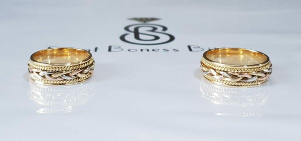 Alliance trois natte ( or jaune or blanc or rose) 18k