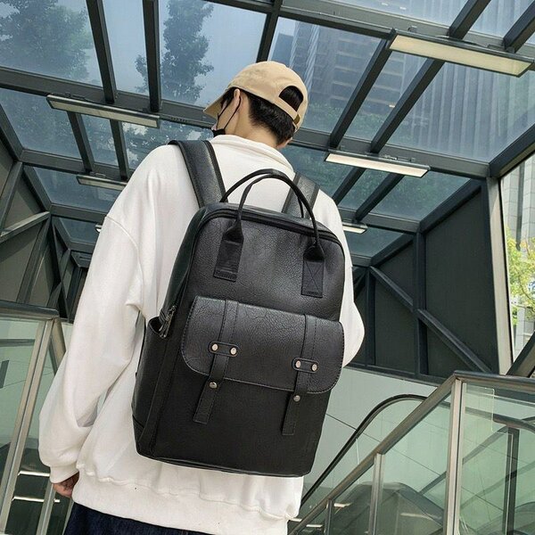 Quality leather laptop travel backpack school bag