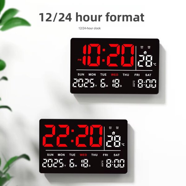 Horloge numérique LED 12/24H