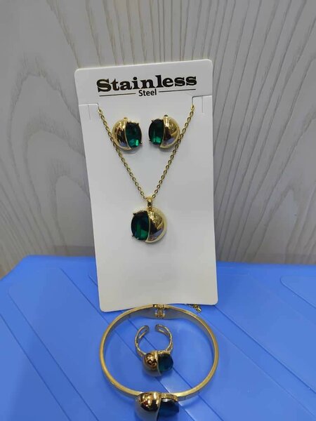 Set bijoux en acier inoxydable vert