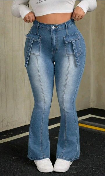 Pantalon en denim taille haute