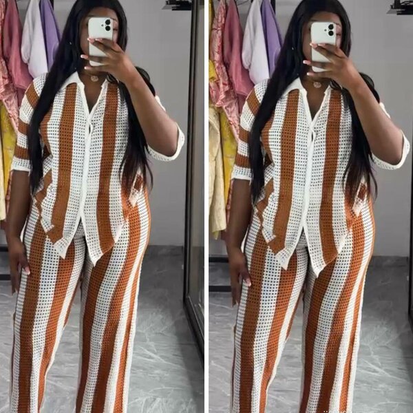 Ensemble rayé confortable femme