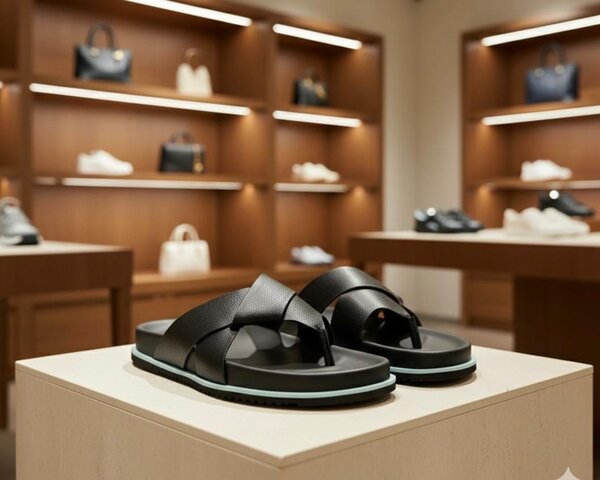 Sandales plates noires en cuir