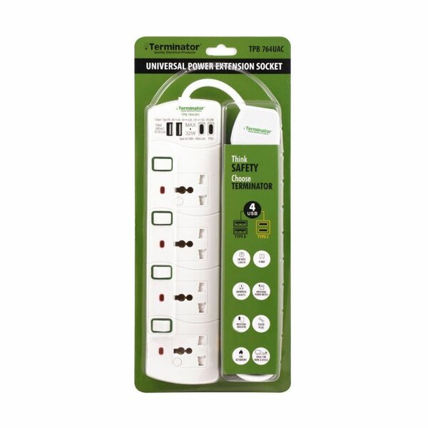 4 Way Universal Power Extension Socket