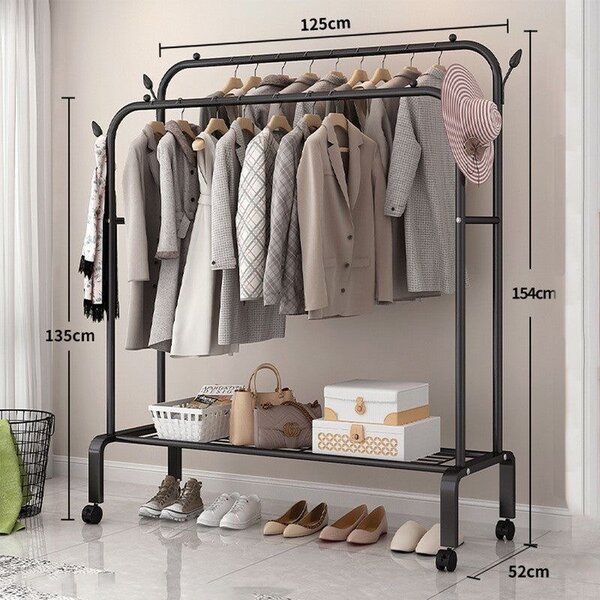 Clothes Ranging Rack, Double Rail - Black