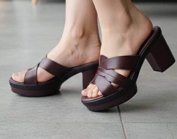 Sandales à talons femme marron