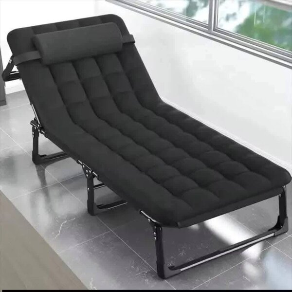 Chaise longue pliable en tissu noir