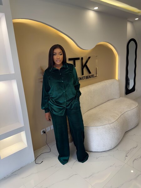 Ensemble pantalon vert élégant