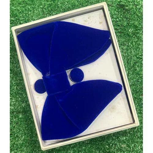 Nœud papillon bleu velours