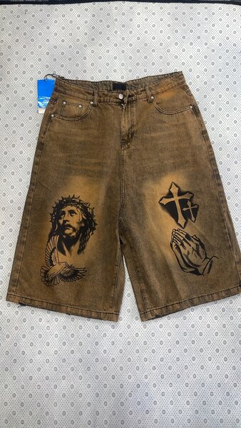 Bermuda en jean imprimée