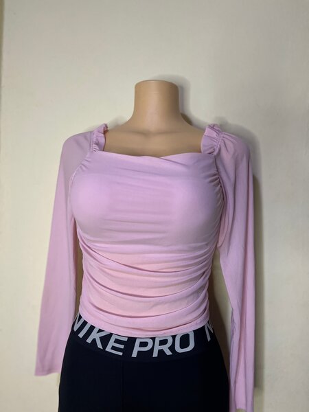 Top rose manches longues