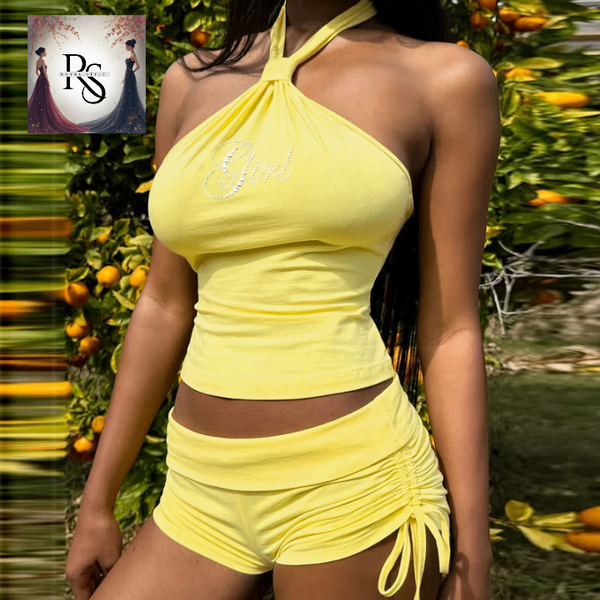 Ensemble short 2 pièces jaune