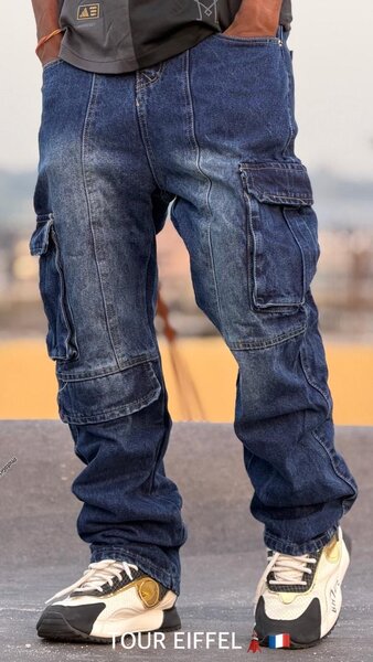 Pantalon cargo en jean homme