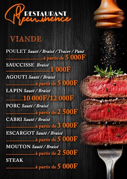 Menu du Restaurant Prééminence
