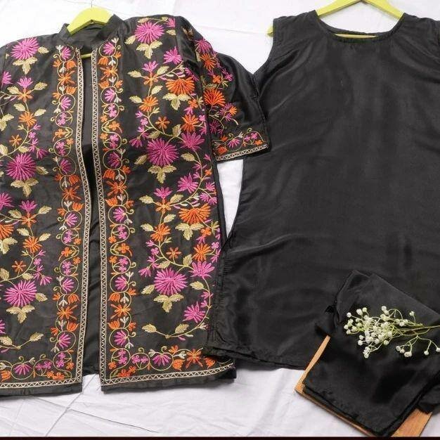 Stylish women's Stitched 3 pcs embroidery Gown shirt trouser