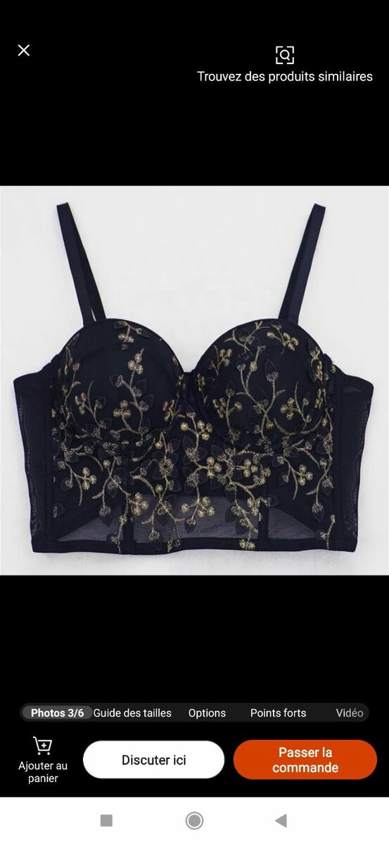 Bustier brodé floral élégant