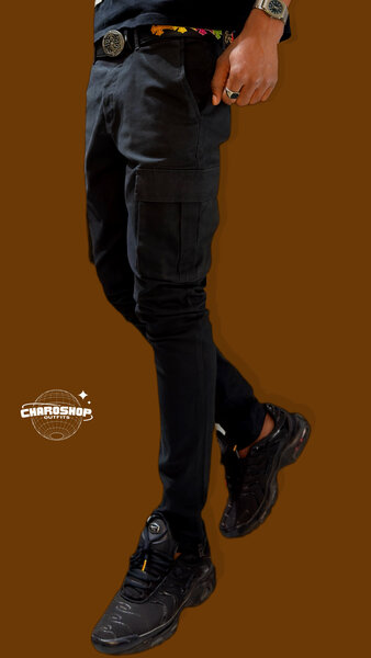 Pantalon cargo noir homme