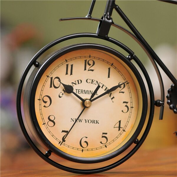 Vintage Antique-Style Metal Bicycle Decor Clock Timepiece