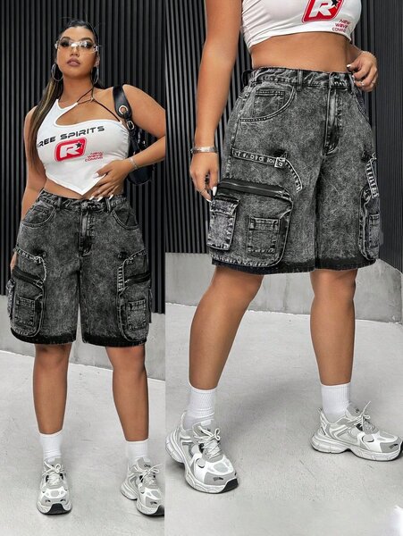 Jupe culotte cargo en jean