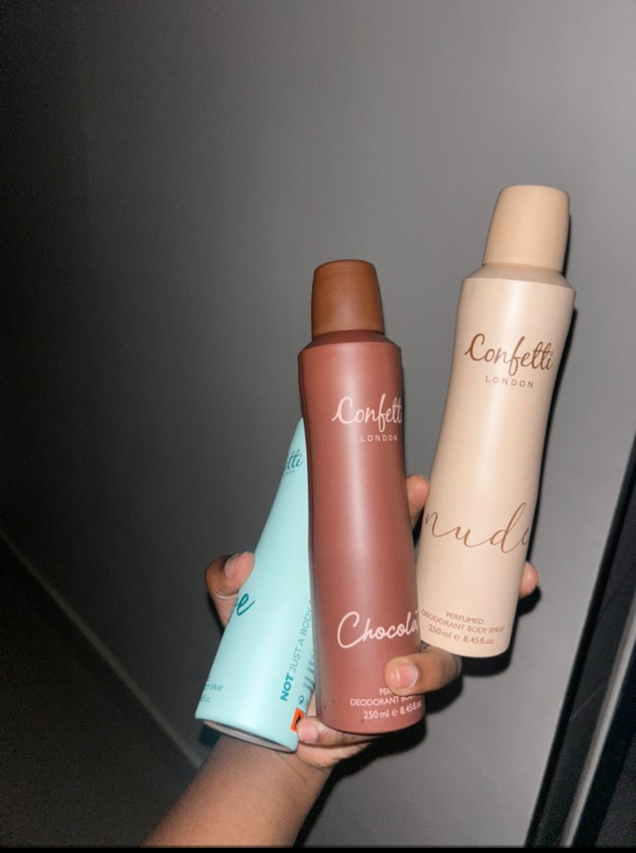 Confetti body sprays