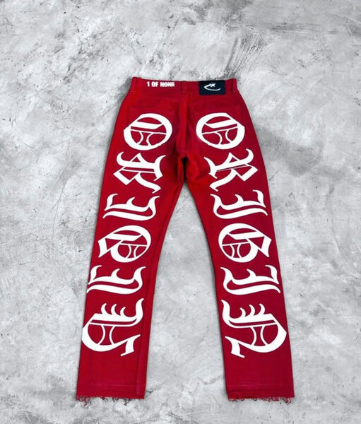 Pantalon rouge graffiti homme