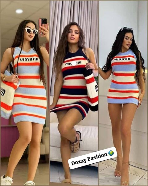 Robe Rayée Sans Manches