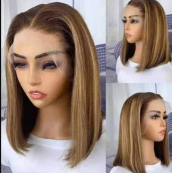 Perruque synthétique droite ombrée