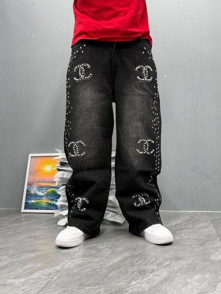 Jeans noirs avec strass mode