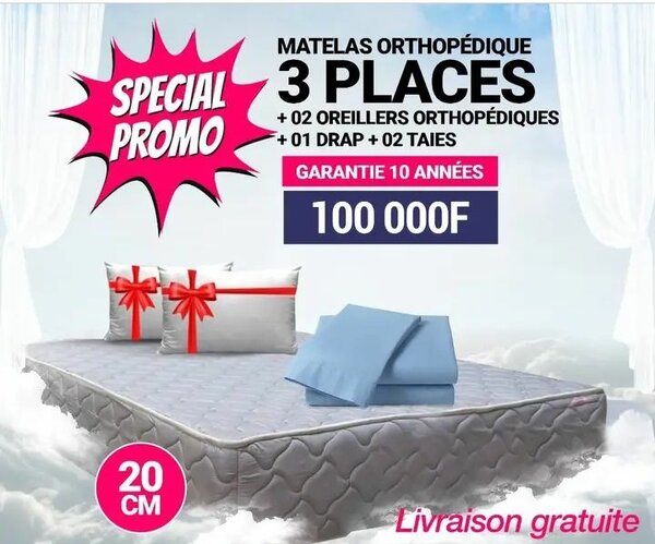 Matelas Orthopédique 3 Places - Confort et Soutien