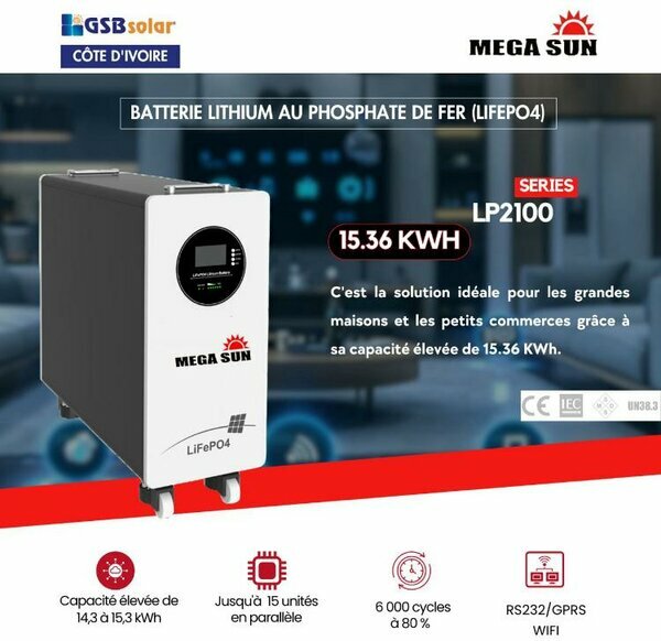 Batterie solaire lithium MEGA SUN 15,36kWh